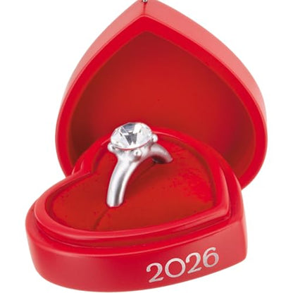 Engagement Ring Christmas Ornament 2026 - Red Box Holiday Decor