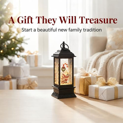 Lighted Water Snow Globe with Santa and Candy Canes - Musical Christmas Decor, 11 Inch
