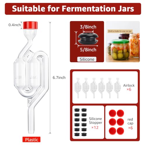 S-Shaped Fermentation Airlocks Twin Bubble Kit for Homebrew & Food