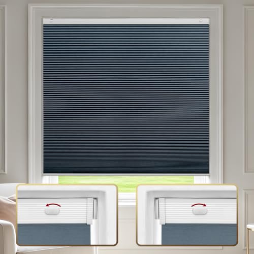 Blackout Cellular Shades 54x48 Inches - No Drill Window Blinds Navy Blue
