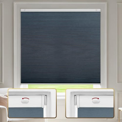 Blackout Cellular Shades 54x48 Inches - No Drill Window Blinds Navy Blue