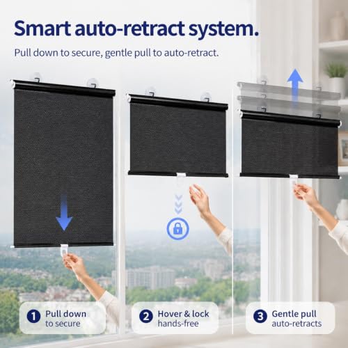 17 W x 42 H Blackout Roller Window Shades Cordless Thermal Insulated UV Blocker