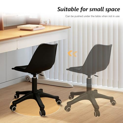 Small Office Desk Chair with Swivel & Height Adjustment — Armless Task Chair