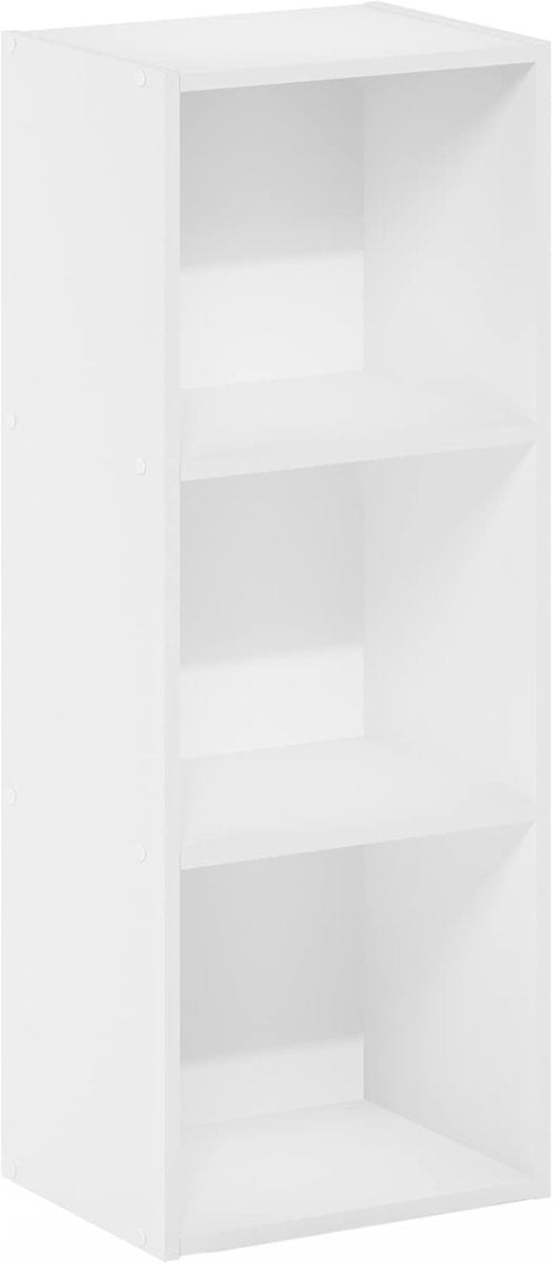 Furinno Pasir 3-Tier Open Shelf Bookcase - Easy No Tool Assembly | Elegant White Finish
