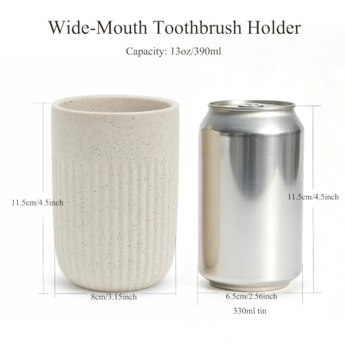 White Ceramic Toothbrush Holder for Bathroom - NALYVOR 1 Piece