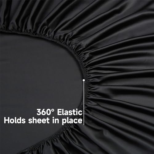 Black King Cooling Fitted Sheet - 100% Bamboo Rayon, Deep Pocket