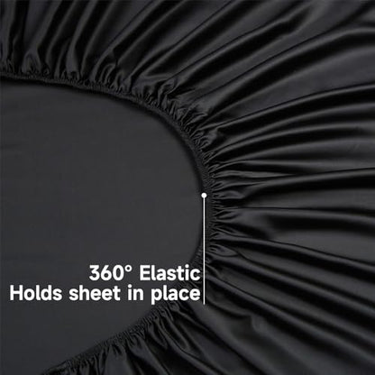 Black King Cooling Fitted Sheet - 100% Bamboo Rayon, Deep Pocket