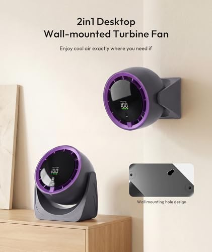 Purple Desk Fan with 100 Speed Adjustable USB Rechargeable Small Table Fan