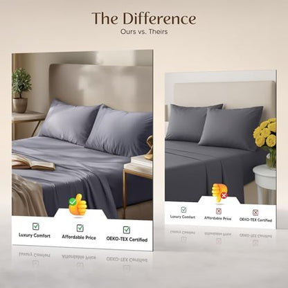 Utopia Bedding California King Sheet Set – 4 Piece Bed Sheets for Cal King Size Bed, Soft and Breathable Microfiber, Includes 1 Fitted Sheet, 1 Flat Sheet and 2 Pillowcases (Grey)
