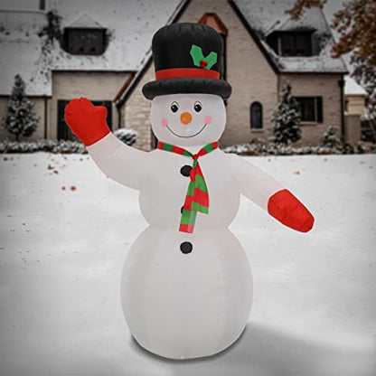 Inflatable Snowman Christmas Lawn Decor with LED Lights & Stakes - 96in
