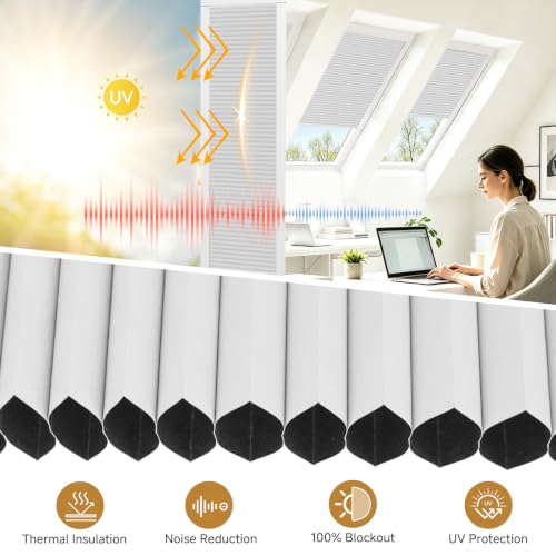 Motorized Blackout Cellular Skylight Shades Custom Size Off-White