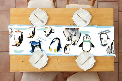 Penguin Theme Table Runner Set for Christmas Winter Parties - 2 Pcs