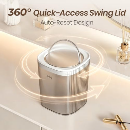 Mini 3.2L Desktop Trash Can with Swing Lid - Small Waste Bin for Bathroom & Office