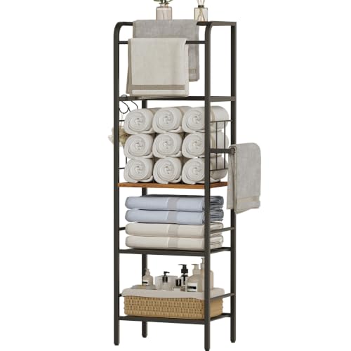Freestanding Towel Rack with Storage Shelf for Bathroom