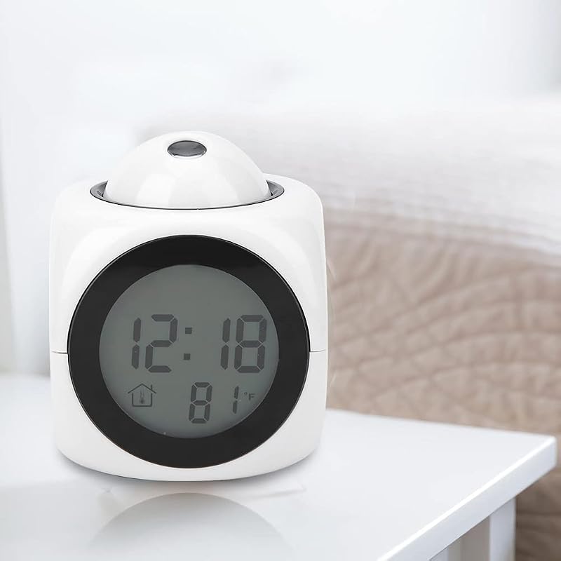 Digital Projection Alarm Clock with Ceiling Projector - Bedroom Night Light Time & Temperature