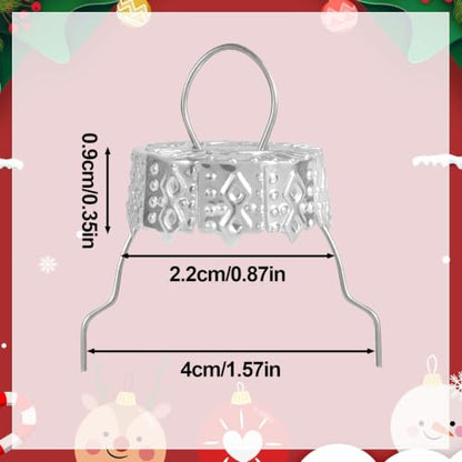 100pcs Silver Christmas Ornament Caps, Round Hanger Supports for Decorations