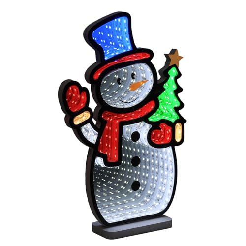 Snowman Infinity Mirror Tunnel Light - Indoor Christmas Decor with Variations