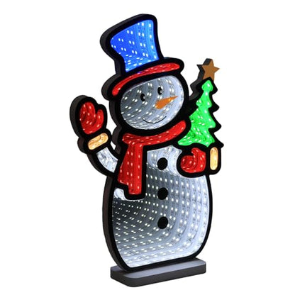 Snowman Infinity Mirror Tunnel Light - Indoor Christmas Decor with Variations