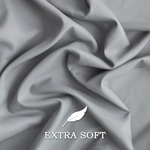 Set of 2 Light Gray Microfiber Body Pillowcases 20x54 - Bed & Holiday Decor