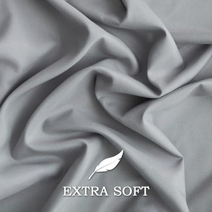 Set of 2 Light Gray Microfiber Body Pillowcases 20x54 - Bed & Holiday Decor