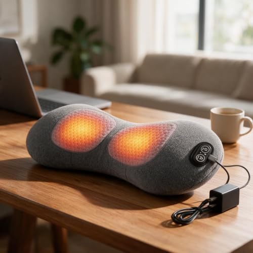 Dark Gray 3-in-1 Electric Lumbar Support Pillow with Heat & Vibration