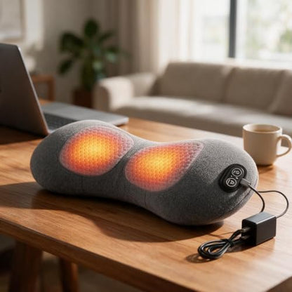 Dark Gray 3-in-1 Electric Lumbar Support Pillow with Heat & Vibration