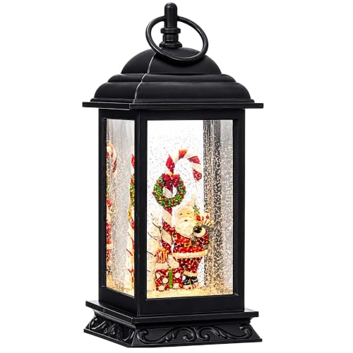 Lighted Water Snow Globe with Santa and Candy Canes - Musical Christmas Decor, 11 Inch