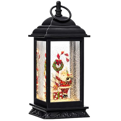 Lighted Water Snow Globe with Santa and Candy Canes - Musical Christmas Decor, 11 Inch