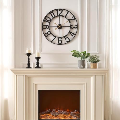 14 Inch Silent Battery Operated Vintage Metal Wall Clock for Living Room & Kitchen
