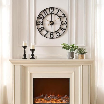 14 Inch Silent Battery Operated Vintage Metal Wall Clock for Living Room & Kitchen