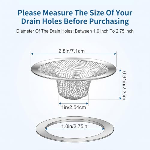 3 Pack Stainless Steel Drain Strainers for Bathtub & Shower Drain Cover