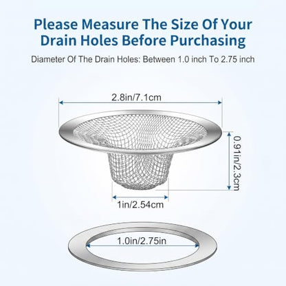 3 Pack Stainless Steel Drain Strainers for Bathtub & Shower Drain Cover