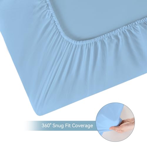 Hospital Bed Sheets Set 3 Piece Blue Fitted Flat Pillowcase Home & Hospital Use