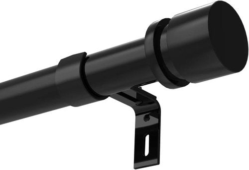 Byondeth Heavy Duty Curtain Rod - Adjustable 28 to 120 Inches | 1 Inch Diameter with Aluminum Finials - Black