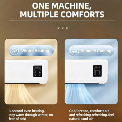 1500W Wall-Mounted Ductless Portable Air Conditioner & Heater Combo - Quiet Space Climate Control