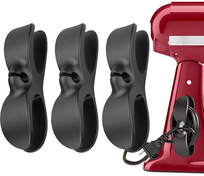 Black Cord Organizer for Kitchen Appliances - 3 Pack, Silicone Holder for Stand Mixer, Coffee Maker, Air Fryer