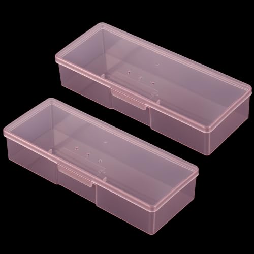 Pink Manicure Nail Tool Storage Box Set - Compact Clear Organizer for Salon & Home