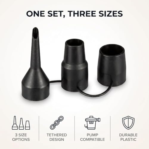 2-Pack Air Pump Nozzles Set - 3 Sizes Replacement Inflator Attachments