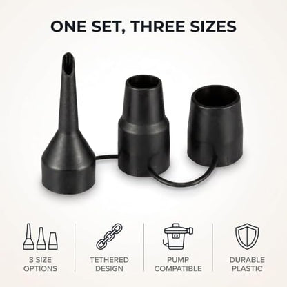 2-Pack Air Pump Nozzles Set - 3 Sizes Replacement Inflator Attachments