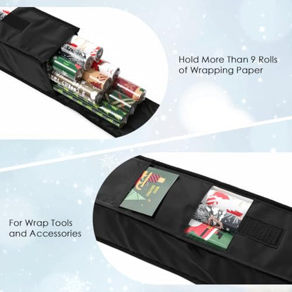 Long Gift Wrap Storage Bag 31 Inch - Wrapping Paper Organizer with Handles