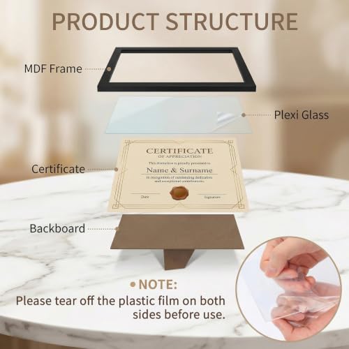8.5x11 Inch Certificate Picture Frame Set - Black, 5 Pack