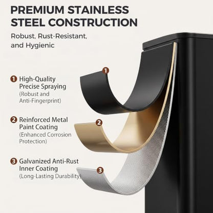 Dual Stainless Steel Kitchen Trash Can 13.2 Gallon with Soft Close Lid