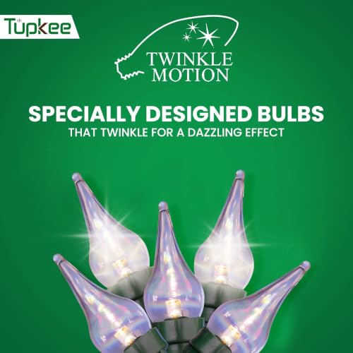 LED Twinkle Flame Tip Christmas Lights - Warm White, 50 Bulbs