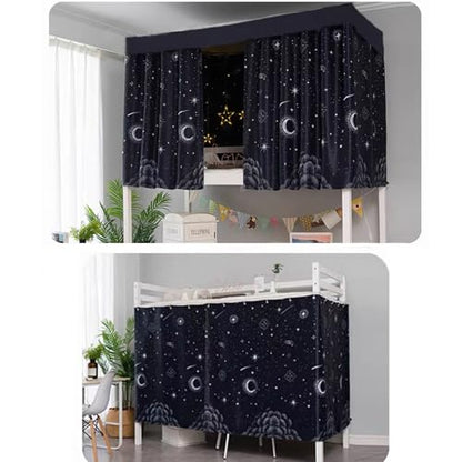Blackout Bunk Bed Curtains 2 Panels Privacy Canopy for Dorms & Home - Galaxy Pattern