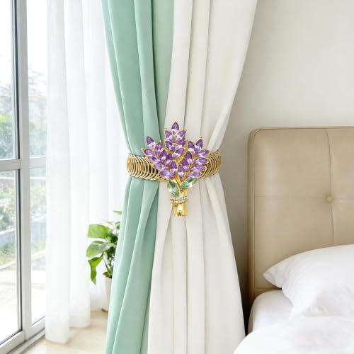 2-Pack Lavender Flower Curtain Tiebacks - Farmhouse Window Decor