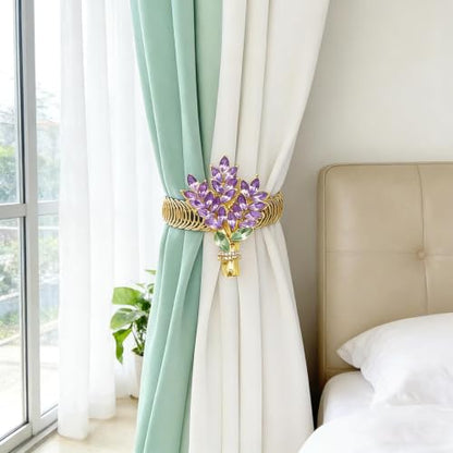 2-Pack Lavender Flower Curtain Tiebacks - Farmhouse Window Decor