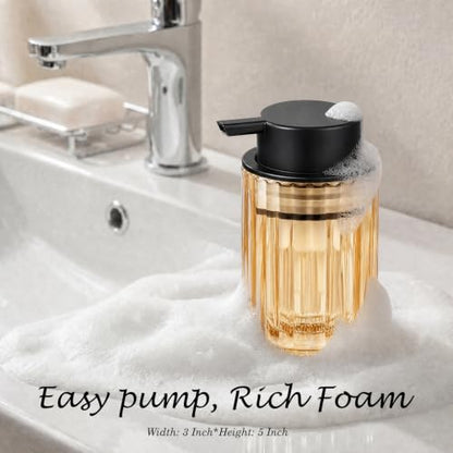 Black Amber Glass Foaming Soap Dispenser 8oz - 2 Pack