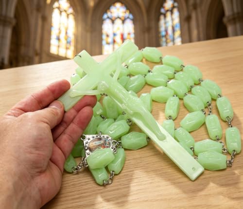 Large Glow in the Dark Wall Cross Rosary for Prayer and Decor