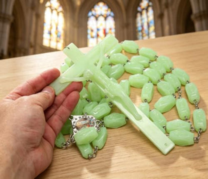 Large Glow in the Dark Wall Cross Rosary for Prayer and Decor