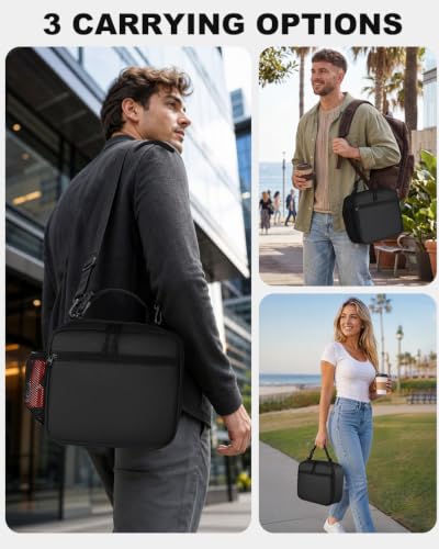 Men's Small Black Insulated Lunch Box with Detachable Strap - Dailyice